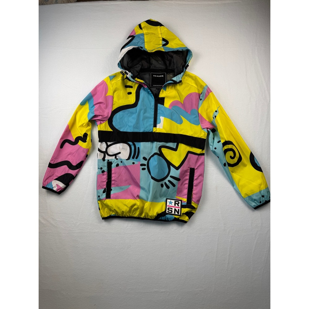 Reason Clothing Mens Small Graffiti Pop Art Anorak Windbreaker Jacket